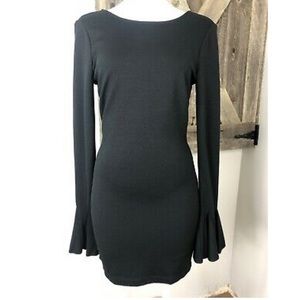 Nasty Gal Black Ponte Long Bell Sleeve Dress